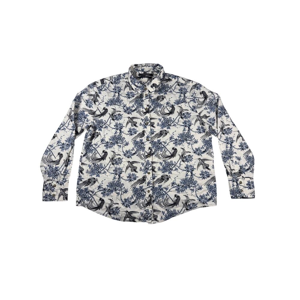 Scotch & Soda Atelier No 1 Shirt S Bird Floral Toile Button Down Blue White